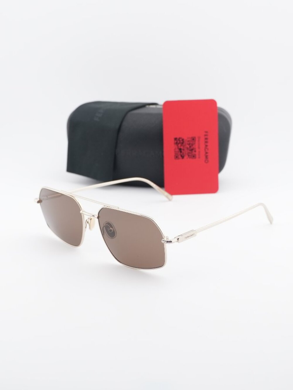 Salvatore Ferragamo SF313S 745 Aviator Sunglasses - Gold / Brown